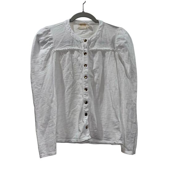 Nation LTD Juniper Femme Collarless Snap Tee Optic White, Sz XS - Picture 2 of 15